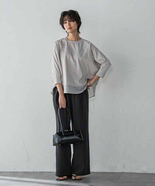 MAYSON GREY / メイソングレイ カットソー | 7分袖ドライコットン混裾ドッキングドルマンプルオーバー≪洗濯機で洗える≫ | 詳細11