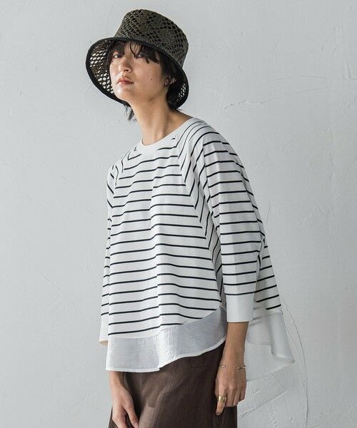 MAYSON GREY / メイソングレイ カットソー | 7分袖ドライコットン混裾ドッキングドルマンプルオーバー≪洗濯機で洗える≫ | 詳細17