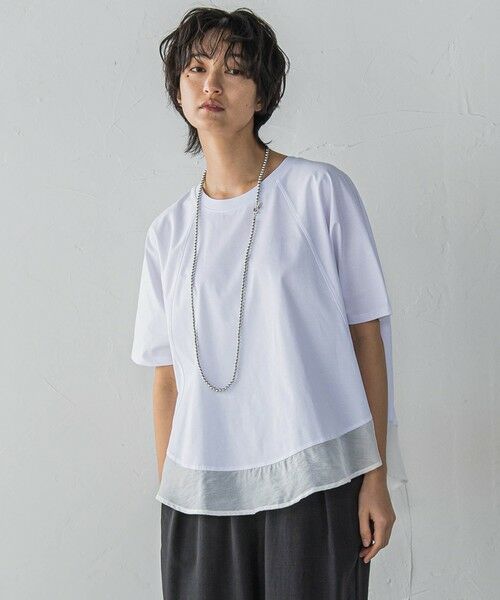 tシャツ ドライコットン裾ドッキングドルマンプルオーバー「洗濯機で洗える」 レディース セール】 ドライコットン裾ドッキングドルマンプルオーバー