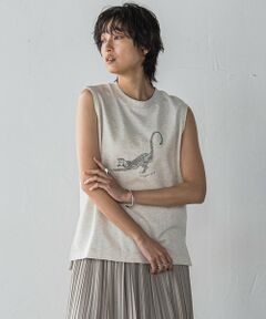 MAYSON GREY / メイソングレイ カットソー | レオパードプリントノースリーブプルオーバー≪洗濯機で洗える≫