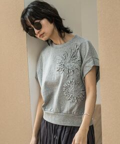 MAYSON GREY / メイソングレイ カットソー | フラワーモチーフフレンチスリーブプルオーバー≪手洗い可能≫