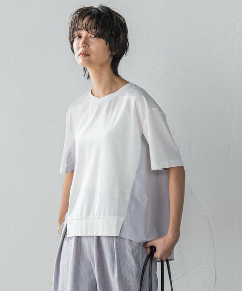 異素材コンビネーション半袖プルオーバー≪洗濯機で洗える≫ メイソングレイ MAYSON GREY 異素材コンビネーション半袖プル