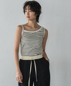 MAYSON GREY / メイソングレイ カットソー | ランダムボーダーアシンメトリーリブタンクトップ≪洗濯機で洗える≫