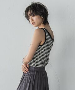 MAYSON GREY / メイソングレイ カットソー | ランダムボーダーアシンメトリーリブタンクトップ≪洗濯機で洗える≫