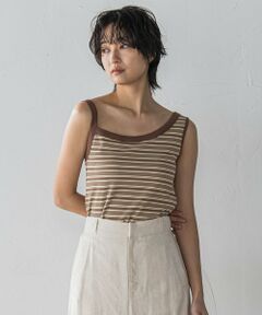 MAYSON GREY / メイソングレイ カットソー | ランダムボーダーアシンメトリーリブタンクトップ≪洗濯機で洗える≫