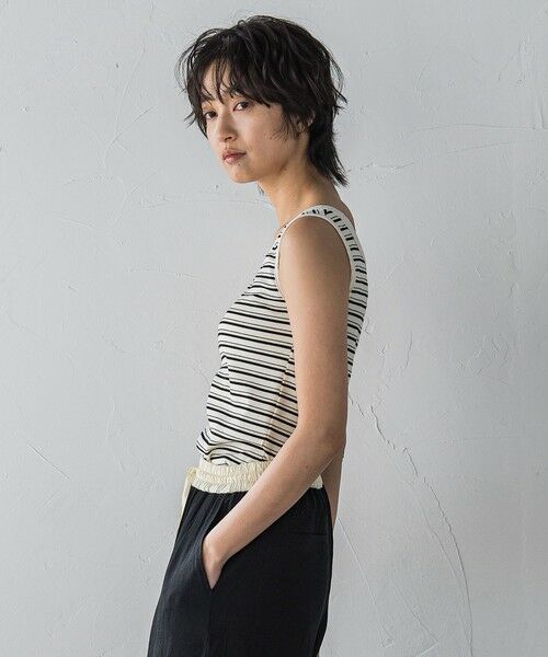 MAYSON GREY / メイソングレイ カットソー | ランダムボーダーアシンメトリーリブタンクトップ≪洗濯機で洗える≫ | 詳細2