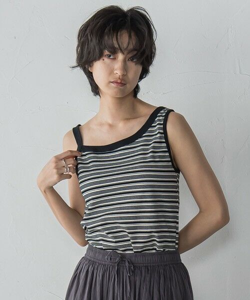 MAYSON GREY / メイソングレイ カットソー | ランダムボーダーアシンメトリーリブタンクトップ≪洗濯機で洗える≫ | 詳細13