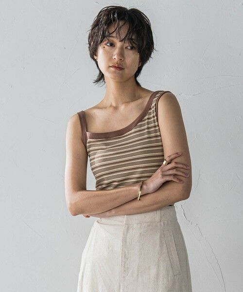 MAYSON GREY / メイソングレイ カットソー | ランダムボーダーアシンメトリーリブタンクトップ≪洗濯機で洗える≫ | 詳細23