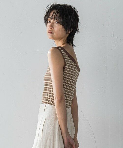 MAYSON GREY / メイソングレイ カットソー | ランダムボーダーアシンメトリーリブタンクトップ≪洗濯機で洗える≫ | 詳細24