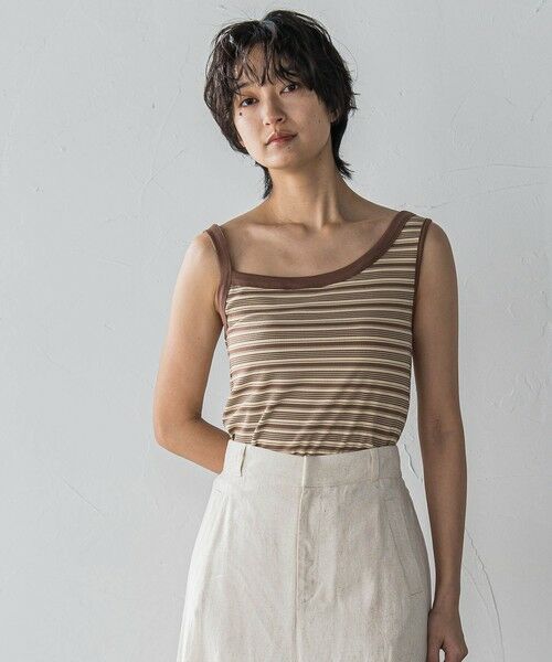 MAYSON GREY / メイソングレイ カットソー | ランダムボーダーアシンメトリーリブタンクトップ≪洗濯機で洗える≫ | 詳細22