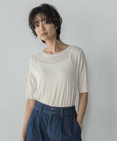 MAYSON GREY / メイソングレイ カットソー | マクロチュール5分袖プルオーバー≪手洗い可能≫