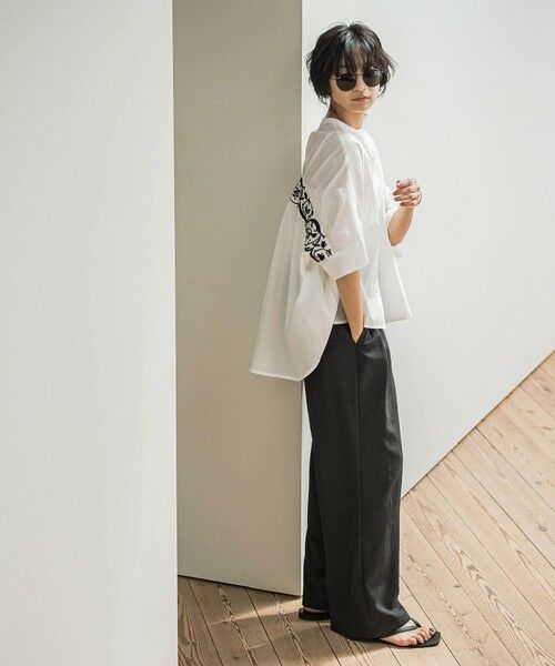 ホワイト　デイリーパンツ　ハンドメイド HEAVENLY ヘブンリー］ #014 Cotton Linen Broad Washer Wide
