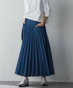 MAYSON GREY / メイソングレイ ミニ・ひざ丈スカート | デニムMIXライトプリーツスカート