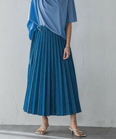 MAYSON GREY / メイソングレイ ミニ・ひざ丈スカート | デニムMIXライトプリーツスカート