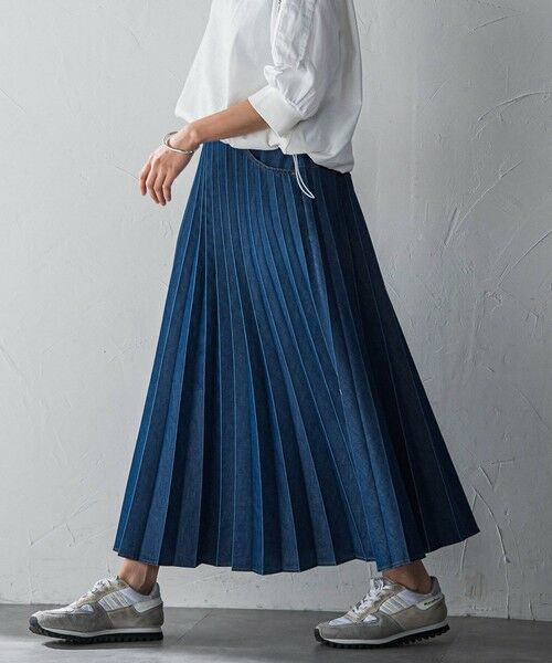 MAYSON GREY / メイソングレイ ミニ・ひざ丈スカート | デニムMIXライトプリーツスカート | 詳細3