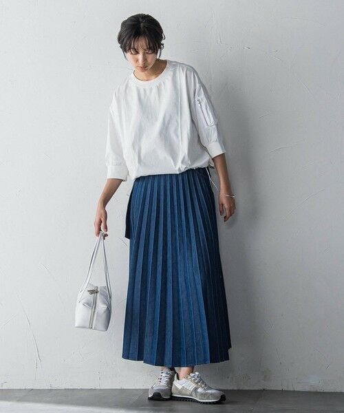 MAYSON GREY / メイソングレイ ミニ・ひざ丈スカート | デニムMIXライトプリーツスカート | 詳細4