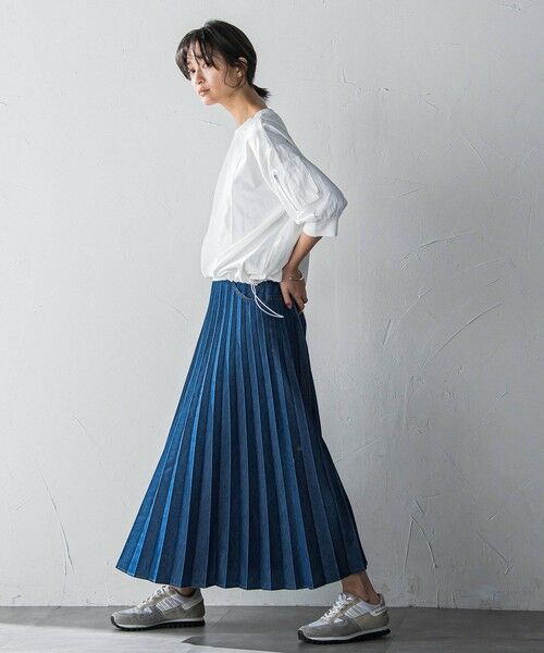 MAYSON GREY / メイソングレイ ミニ・ひざ丈スカート | デニムMIXライトプリーツスカート | 詳細5