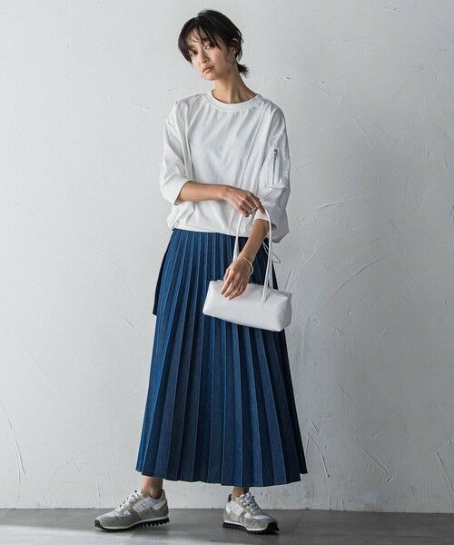 MAYSON GREY / メイソングレイ ミニ・ひざ丈スカート | デニムMIXライトプリーツスカート | 詳細6