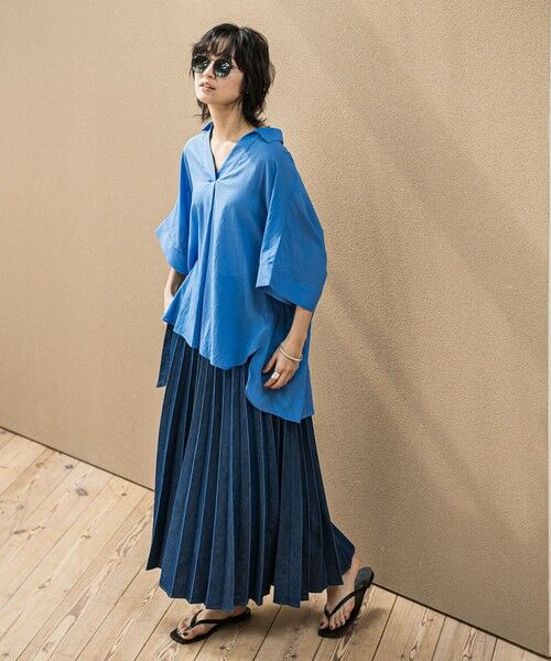 MAYSON GREY / メイソングレイ ミニ・ひざ丈スカート | デニムMIXライトプリーツスカート | 詳細7