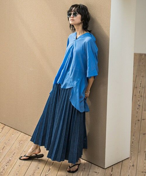 MAYSON GREY / メイソングレイ ミニ・ひざ丈スカート | デニムMIXライトプリーツスカート | 詳細9