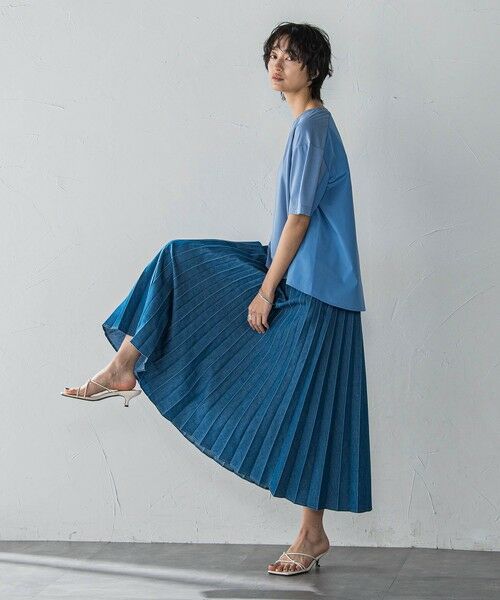 MAYSON GREY / メイソングレイ ミニ・ひざ丈スカート | デニムMIXライトプリーツスカート | 詳細22