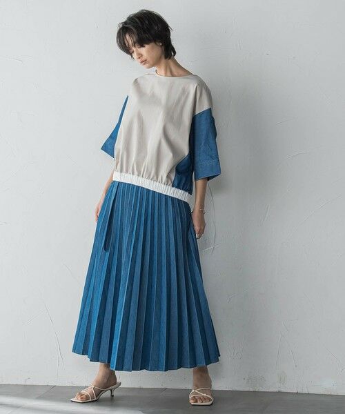 MAYSON GREY / メイソングレイ ミニ・ひざ丈スカート | デニムMIXライトプリーツスカート | 詳細25