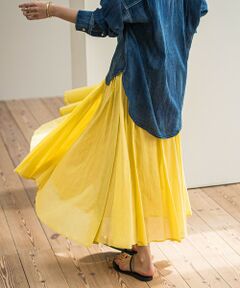 MAYSON GREY / メイソングレイ ミニ・ひざ丈スカート | コットンボイル2WAYエアリーギャザースカート≪手洗い可能≫