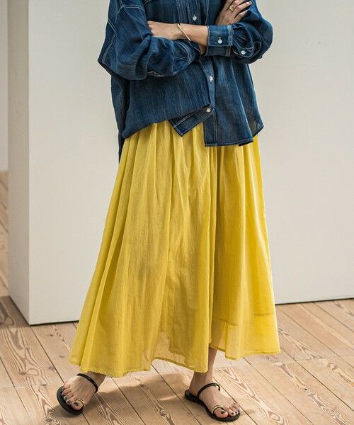 MAYSON GREY / メイソングレイ ミニ・ひざ丈スカート | コットンボイル2WAYエアリーギャザースカート≪手洗い可能≫ | 詳細1