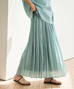 MAYSON GREY / メイソングレイ ミニ・ひざ丈スカート | ラフィーネクロスランダム消しプリーツスカート≪手洗い可能 / セットアップ対応≫