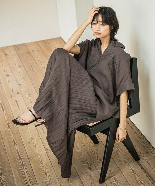 MAYSON GREY / メイソングレイ ミニ・ひざ丈スカート | ラフィーネクロスランダム消しプリーツスカート≪手洗い可能 / セットアップ対応≫ | 詳細15