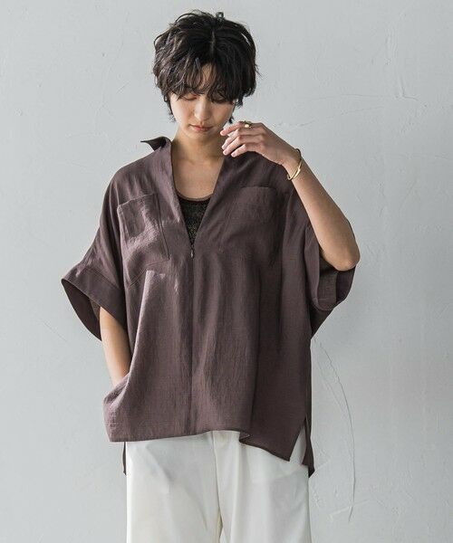 MAYSON GREY / メイソングレイ シャツ・ブラウス | ラフィーネクロスハーフジップブラウス≪手洗い可能 / セットアップ対応≫ | 詳細14