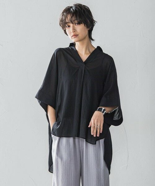 ブラウス シャツ シアー楊柳バックタックスキッパーブラウス「手洗い可能」 レディース セール】シアー楊柳バックタックスキッパーブラウス≪手洗い可能