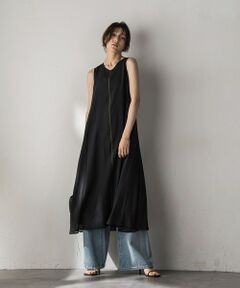 MAYSON GREY / メイソングレイ ロング・マキシ丈ワンピース | シアーラメステッチノースリーブワンピース≪手洗い可能≫