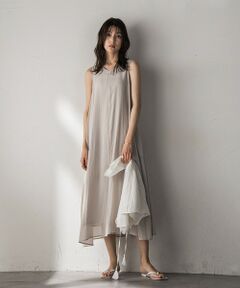 MAYSON GREY / メイソングレイ ロング・マキシ丈ワンピース | シアーラメステッチノースリーブワンピース≪手洗い可能≫