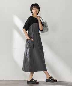 MAYSON GREY / メイソングレイ ロング・マキシ丈ワンピース | 【WEB限定 / 新色追加】異素材ドッキングドロストワンピース≪洗濯機で洗える≫