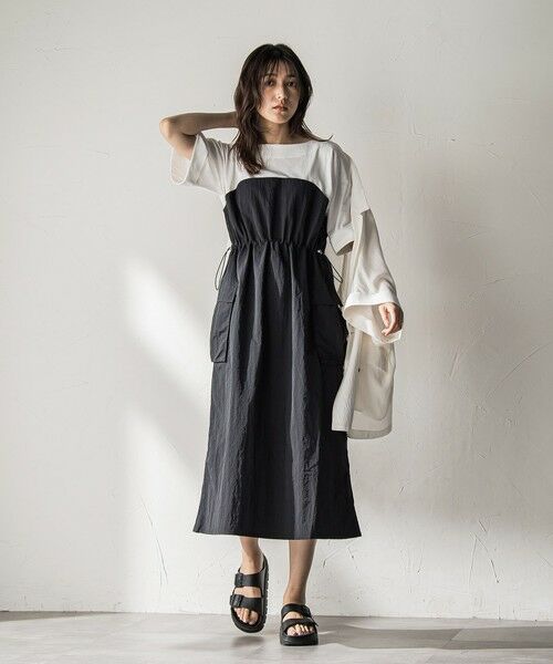 MAYSON GREY / メイソングレイ ロング・マキシ丈ワンピース | 【WEB限定 / 新色追加】異素材ドッキングドロストワンピース≪洗濯機で洗える≫ | 詳細2