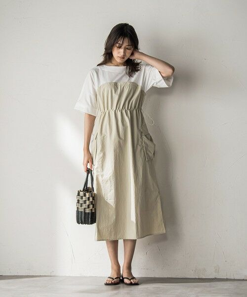 MAYSON GREY / メイソングレイ ロング・マキシ丈ワンピース | 【WEB限定 / 新色追加】異素材ドッキングドロストワンピース≪洗濯機で洗える≫ | 詳細7