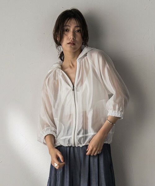 MAYSON GREY/メイソングレイ オーガンジーフーディブルゾン≪手洗い可能≫ ホワイト M MAYSON GREY/メイソングレイ オーガンジーフーディブルゾン≪手洗い可能≫ ホワイト M