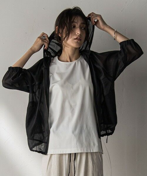 MAYSON GREY/メイソングレイ オーガンジーフーディブルゾン≪手洗い可能≫ ブラック M MAYSON GREY/メイソングレイ オーガンジーフーディブルゾン≪手洗い可能≫ ブラック M