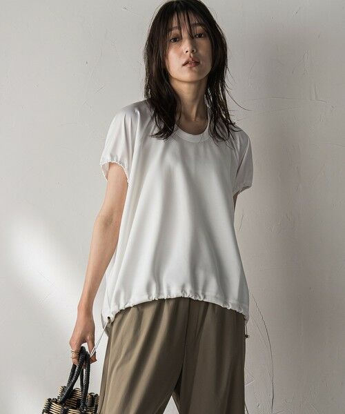 MAYSON GREY / メイソングレイ カットソー | 【WEB限定】異素材切替えドロストギャザープルオーバー≪洗濯機で洗える≫ | 詳細2