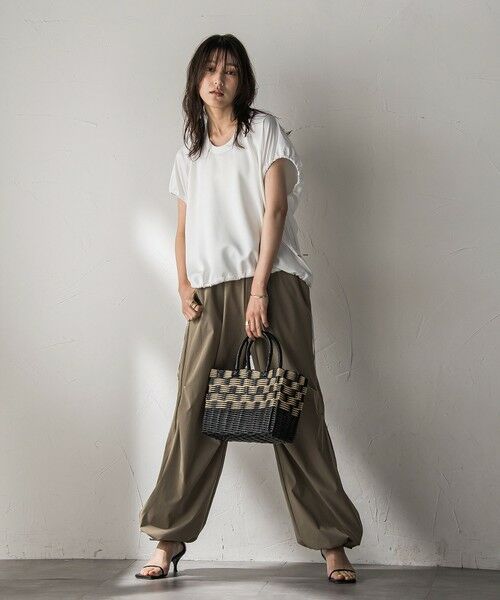 MAYSON GREY / メイソングレイ カットソー | 【WEB限定】異素材切替えドロストギャザープルオーバー≪洗濯機で洗える≫ | 詳細4