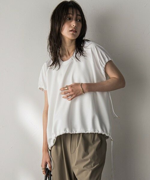 MAYSON GREY/メイソングレイ 【WEB限定】異素材切替えドロストギャザープルオーバー≪洗濯機で洗える≫ ホワイト M MAYSON GREY/メイソングレイ 【WEB限定】異素材切替えドロストギャザープルオーバー≪洗濯機で洗える≫ ホワイト M