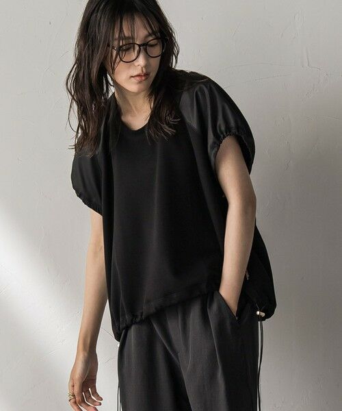 MAYSON GREY / メイソングレイ カットソー | 【WEB限定】異素材切替えドロストギャザープルオーバー≪洗濯機で洗える≫ | 詳細9