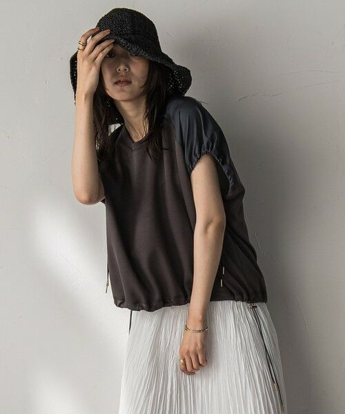 MAYSON GREY / メイソングレイ カットソー | 【WEB限定】異素材切替えドロストギャザープルオーバー≪洗濯機で洗える≫ | 詳細26