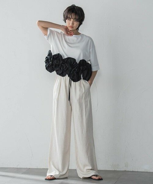 MAYSON GREY / メイソングレイ カットソー | ボリュームフリルヘムドッキングクロップドTシャツ≪手洗い可能≫ | 詳細4