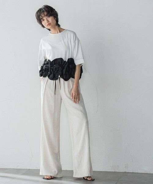 MAYSON GREY / メイソングレイ カットソー | ボリュームフリルヘムドッキングクロップドTシャツ≪手洗い可能≫ | 詳細6