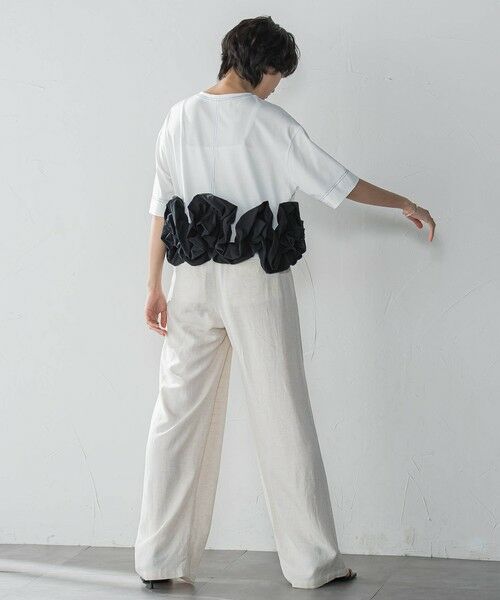 MAYSON GREY / メイソングレイ カットソー | ボリュームフリルヘムドッキングクロップドTシャツ≪手洗い可能≫ | 詳細7