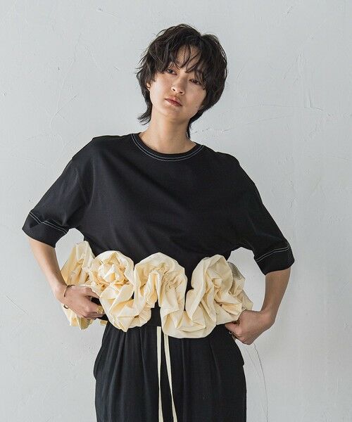 MAYSON GREY / メイソングレイ カットソー | ボリュームフリルヘムドッキングクロップドTシャツ≪手洗い可能≫ | 詳細10