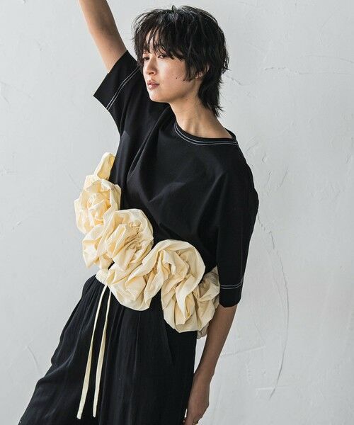 MAYSON GREY / メイソングレイ カットソー | ボリュームフリルヘムドッキングクロップドTシャツ≪手洗い可能≫ | 詳細12