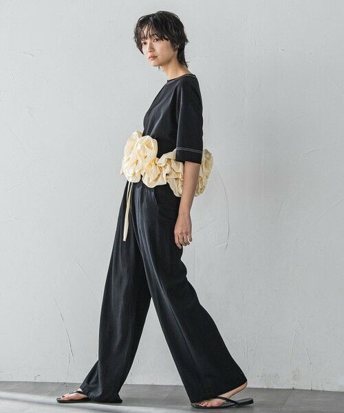 MAYSON GREY / メイソングレイ カットソー | ボリュームフリルヘムドッキングクロップドTシャツ≪手洗い可能≫ | 詳細13